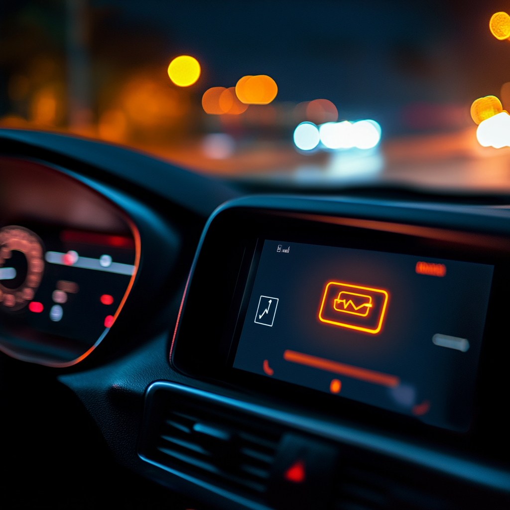 Car dashboard with warning lights