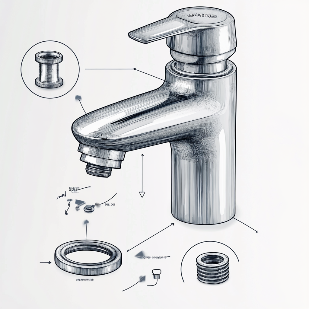 Detailed faucet diagram with labels