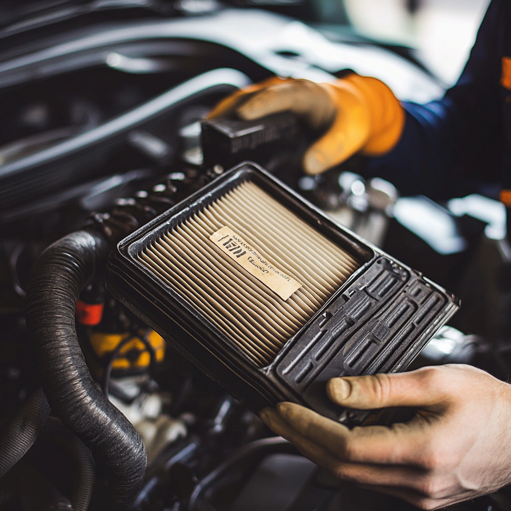 Mechanic replacing air filter