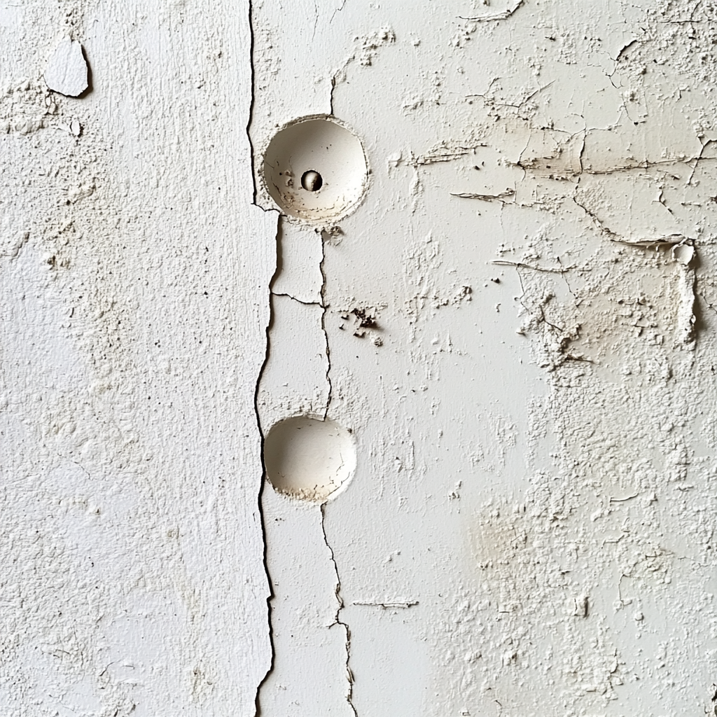Cracked wall with holes