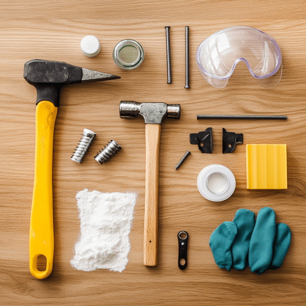 Construction tools wooden surface