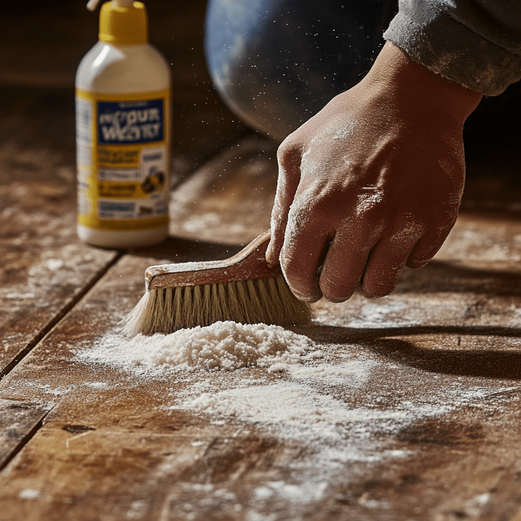 Hand brushing powder bottle nearby