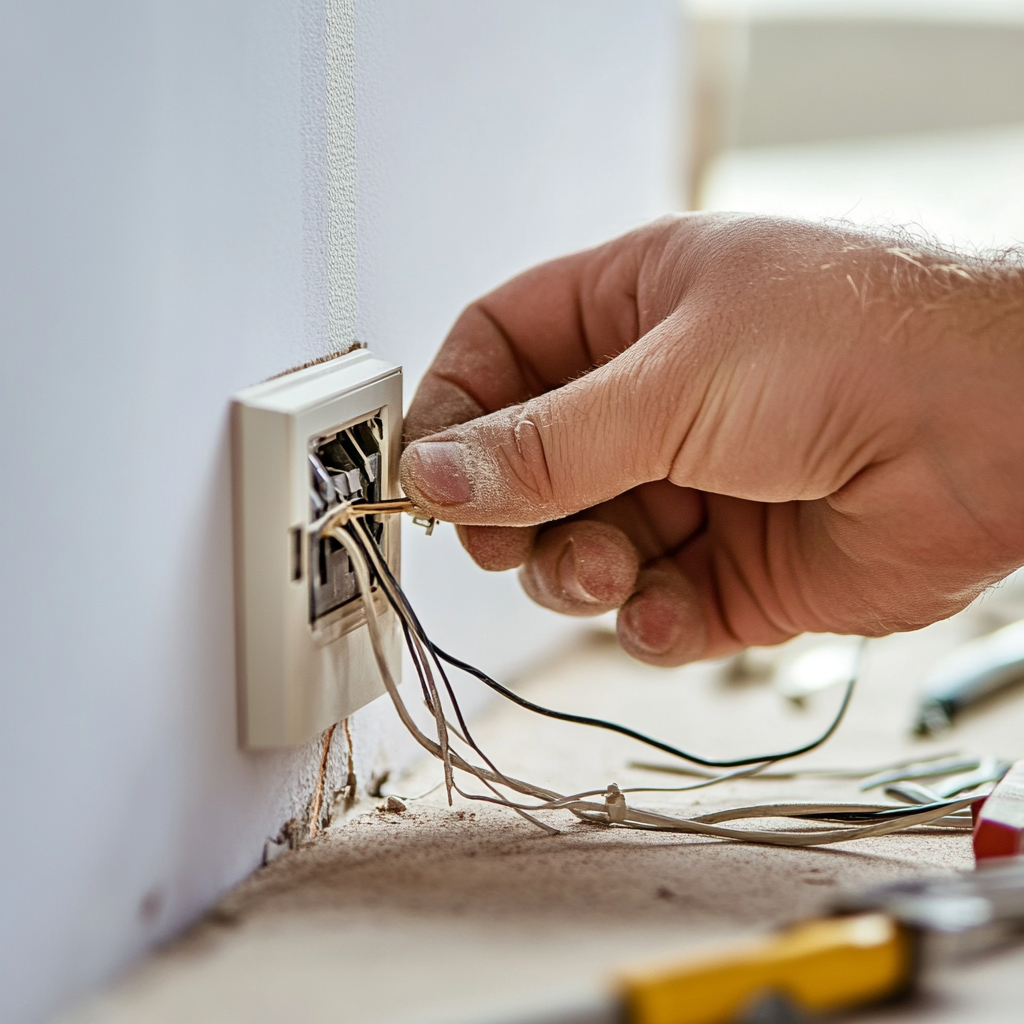 Hand wiring electrical outlet