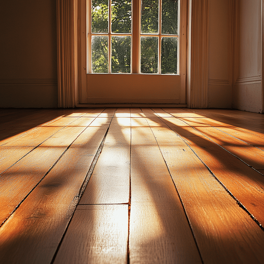 Sunlit wooden floor window