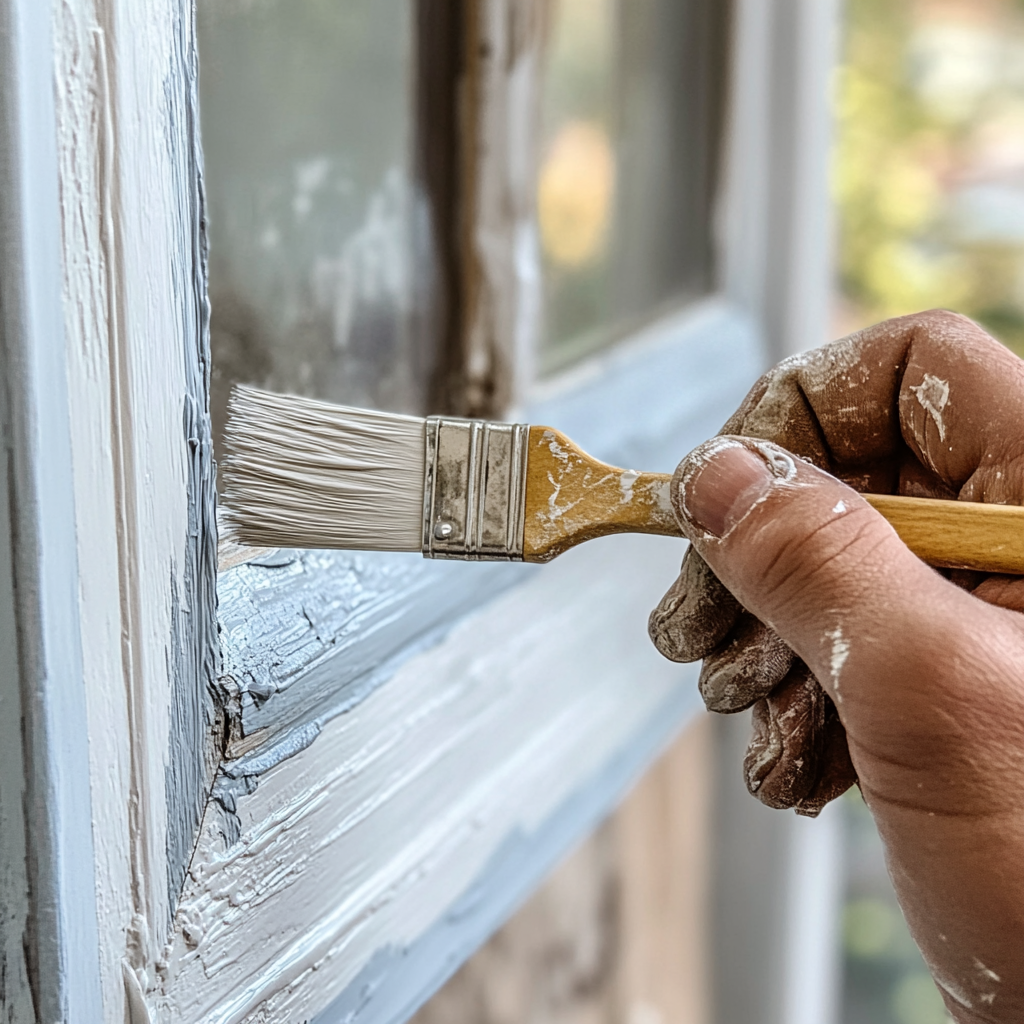 Painting wooden window frame