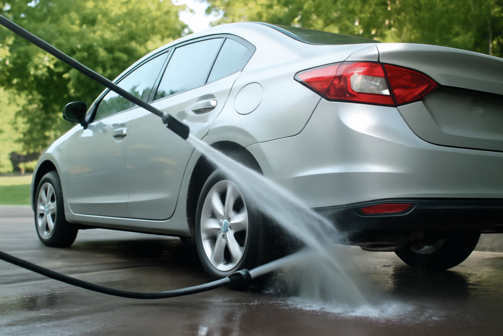 Car wash with pressure