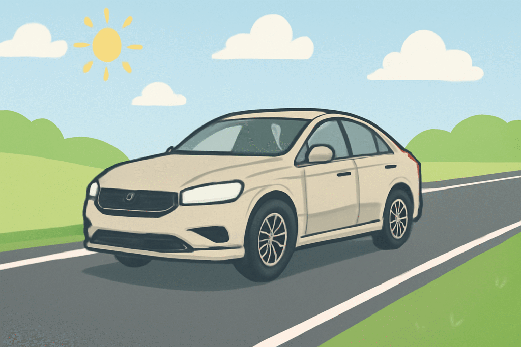 Car driving on sunny road