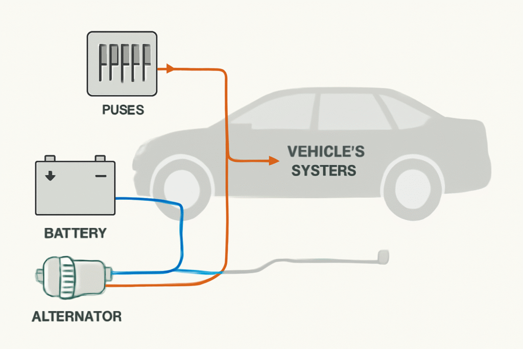 Car battery alternator diagram