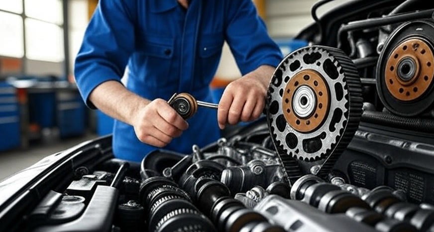 Mechanic fixing car engine