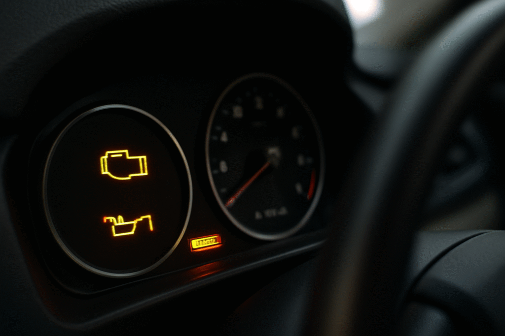 Car dashboard oil warning