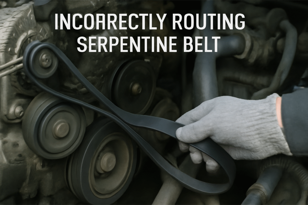 Incorrectly routed serpentine belt