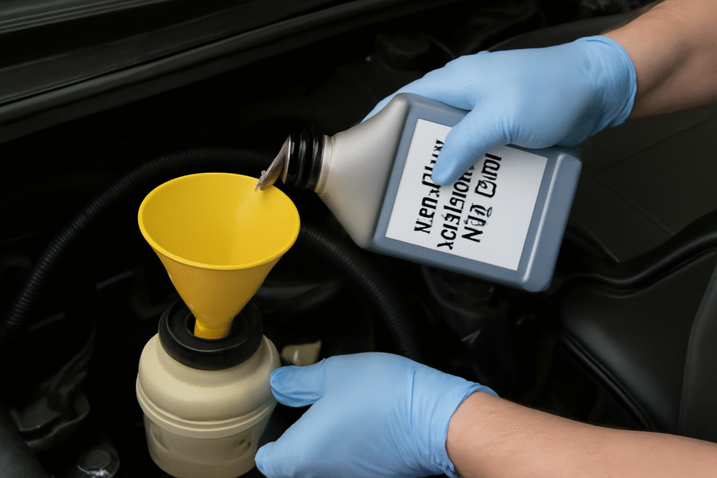 Adding power steering fluid 