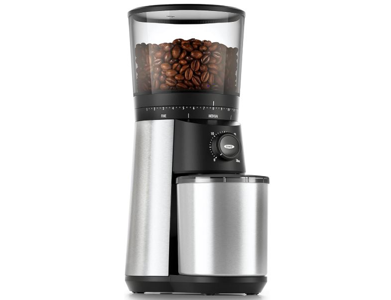 OXO Brew Conical Burr Coffee Grinder - Silver, Stainless Steel Burrs, One-Touch Automatic Smart Grind