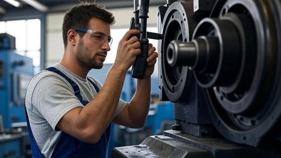 Technician repairing machinery component