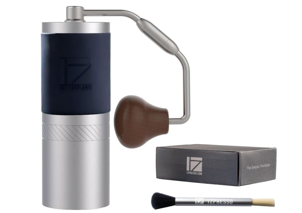  1Zpresso J Manual Coffee Grinder Silver Capacity 35g with Assembly Stainless Steel Conical Burr - Numerical Internal Adjustable Setting