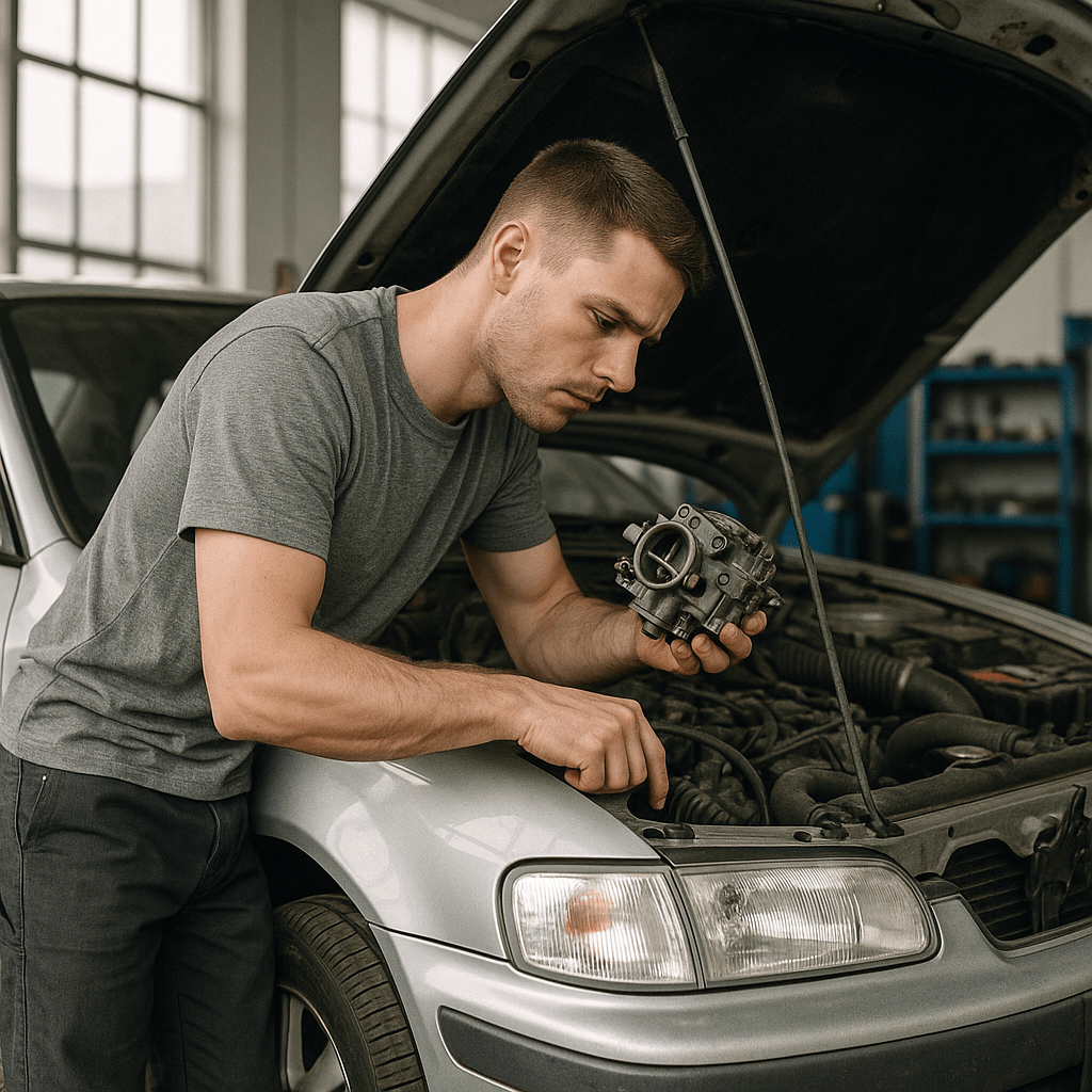 Fixing car carburetor.