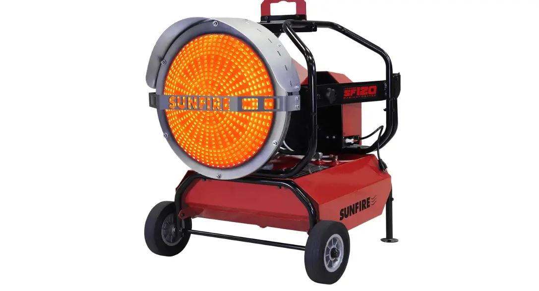 SUNFIRE Radiant Heater - 120,000 BTUs Diesel/Kerosene Portable Industrial Heater with Quiet & Odorless Design - SF120