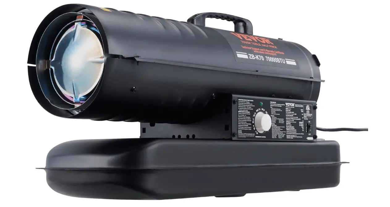  VEVOR Kerosene Forced Air Heater, 70000 BTU Portable Torpedo Diesel Space Heater with Thermostat, 5 Gallon Tank Energy-Efficient heavy-duty Heater, for... 