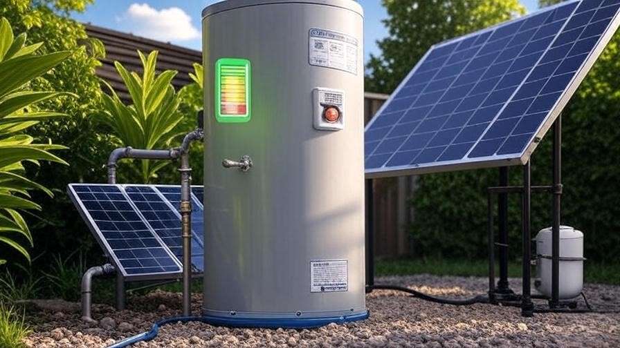 Visual of energy savings and efficiency with an 80 gallon electric water heater and renewable energy integration.