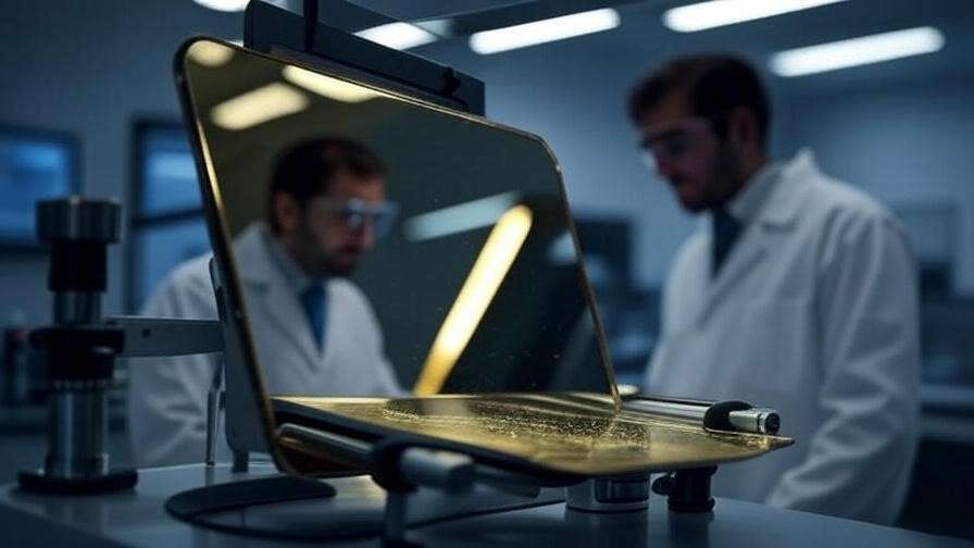 Laboratory testing of gold mirror durability against abrasion and corrosion for mechanical engineering reliability.