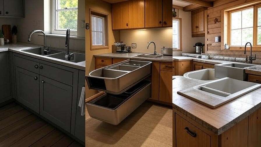 Visual gallery of diagonal, offset, and modular corner kitchen sink designs.