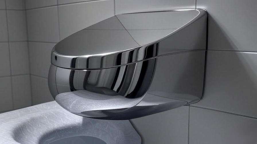 Touchless automated dispenser releasing a hygienic toilet seat cover in public restroom setting.