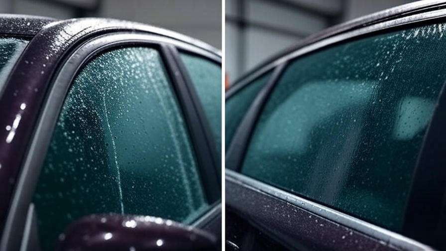 Correction of bubbles and wrinkles on car window with precut tint.