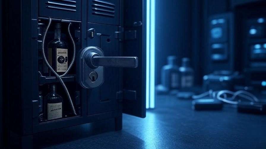 Detailed view of advanced mechanical locks and anti-theft features in a secure liquor locker design.
