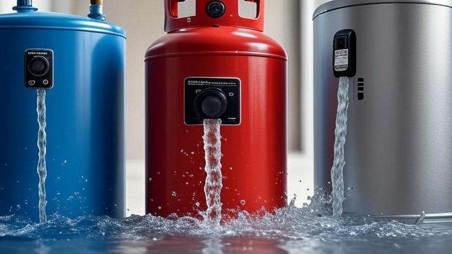 Side-by-side comparison of 80 gallon electric water heater with gas and tankless alternatives.