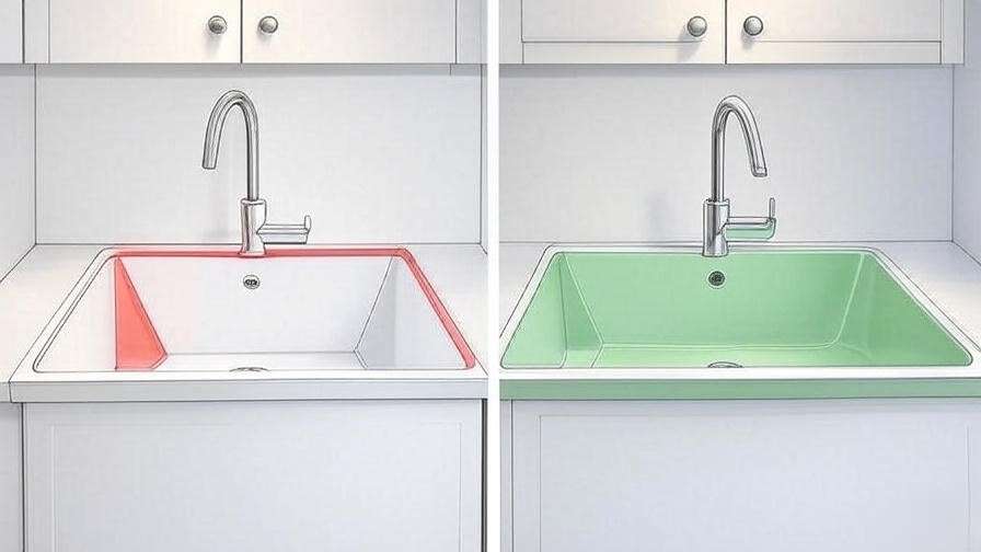 Diagram comparing traditional linear sink vs corner kitchen sink space efficiency.