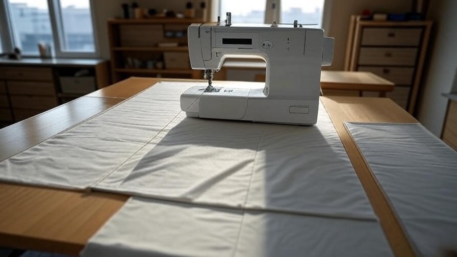 Sewing machine table with recessed insert for quilting in a spacious modern studio