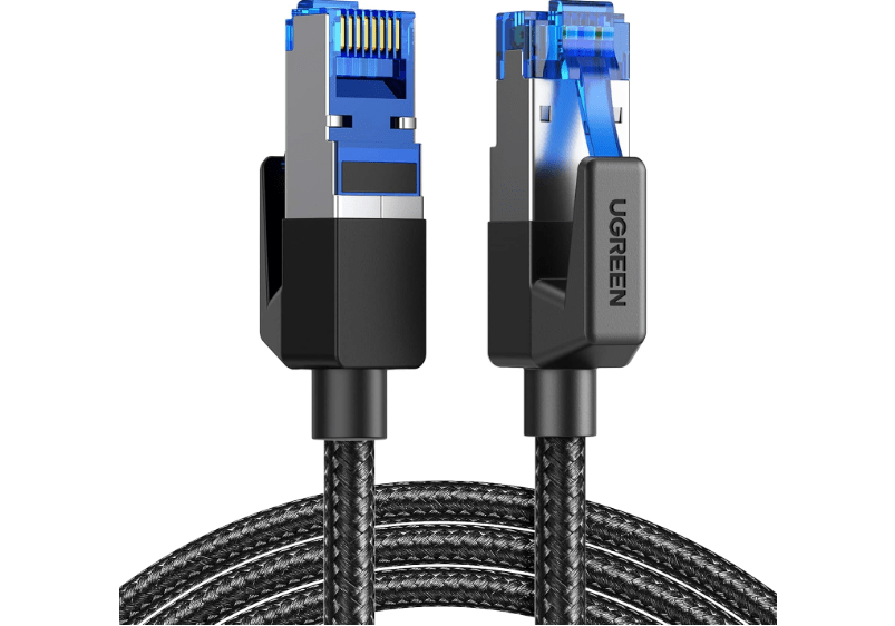 UGREEN Cat 8 Ethernet Cable 1.5FT, High Speed Braided 40Gbps 2000Mhz Network Cord Cat8 RJ45 Shielded Indoor Heavy Duty LAN Cables Compatible for Gaming PC PS5 Xbox Modem Router 1.5FT