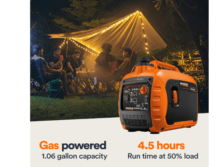 Generac 3,300-Watt Gas Powered Portable Inverter Generator - Lightweight and Compact - USB Ports for Device Charging - Produces Clean, Stable Power - Great