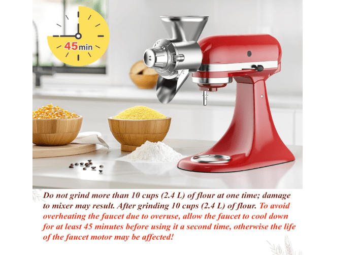  Grain Mill Attachment for Kitchenaid Stand Mixer, Flour Mill for Kitchenaid, Fit for Non-Oily Dry Grain Corn, Coffee Bean, Buckwheat, Oats, Millet, Wheat