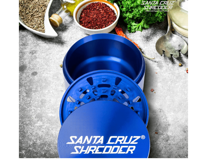 Santa Cruz Shredder Jumbo Metal Herb Grinder Knurled Top for Stronger Grip 3-Piece 4" (Blue)