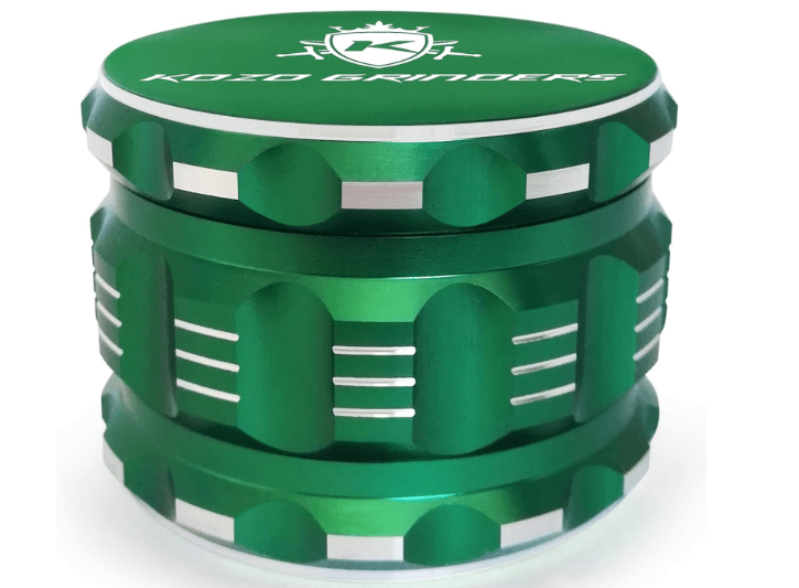 Kozo Best Herb Grinder [Upgraded Version]. Large 4 Piece, 2.5" Green Aluminium