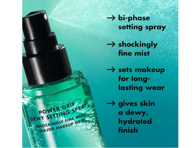 e.l.f. Power Grip Dewy Setting Spray, Ultra Fine Mist Made With Hyaluronic Acid, Grips Makeup For A Hydrated, Dewy Finish, Vegan & Cruelty-Free