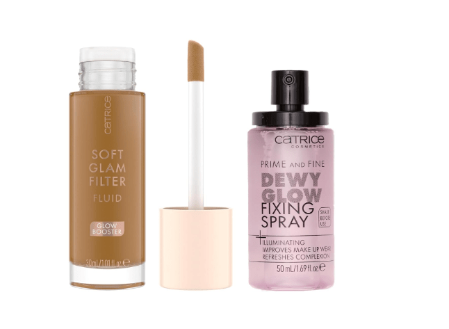 Catrice | Prime & Fine Illuminating Dewy Glow Spray & Soft Glam Filter Fluid 080 Bundle | Full Coverage Makeup | Vegan & Cruelty Free