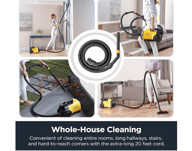Eureka 3670M Canister Cleaner, Lightweight Powerful Vacuum for Carpets and Hard floors, w/ 5bags,Yellow