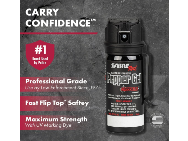  SABRE Crossfire Pepper Gel, Deploys At Any Angle, Maximizes Target Acquisition Against Multiple Threats, Belt Clip For Easy Carry, Fast Flip Top, Max Police