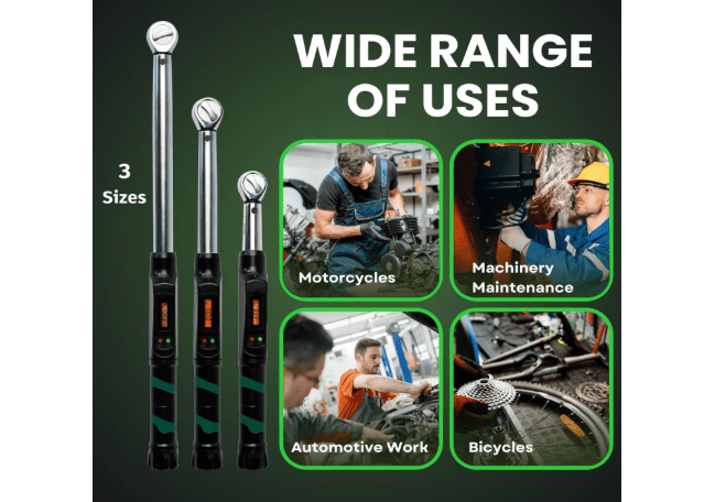  eTORK - Digital Torque Wrench - 1/2" Drive (25-250 ft-lb) Precision Torque Tool w/Electronic Scale & Click-Style Design - Mechanic's Wrench for