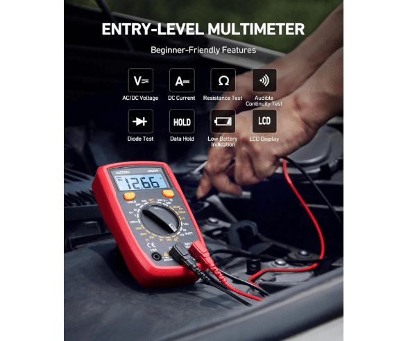 
AstroAI Digital Multimeter Tester 2000 Counts with DC AC Voltmeter and Ohm Volt Amp Meter; Measures Voltage, Current, Resistance, Continuity and Diode, Black