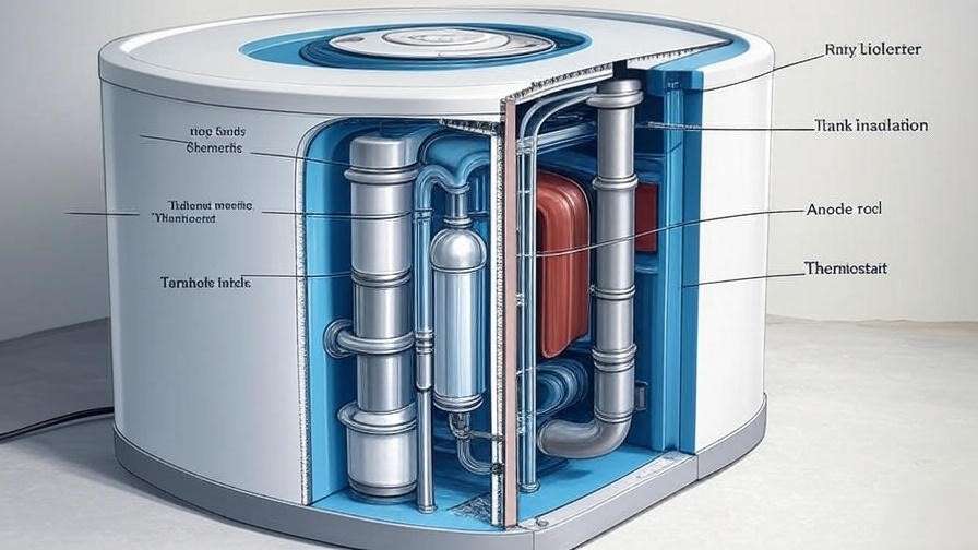 Cross-section view of an 80 gallon electric water heater illustrating internal parts for better understanding.