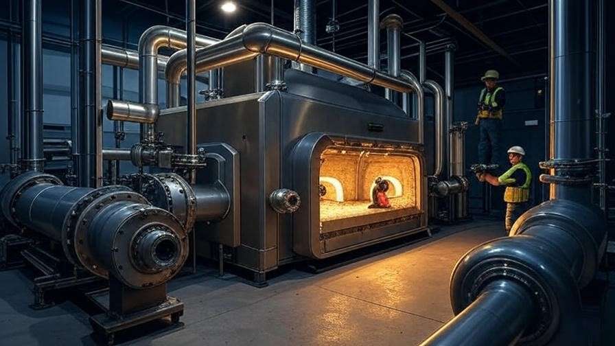 Industrial heating system retrofit with optimized oil burner pipes in factory setting