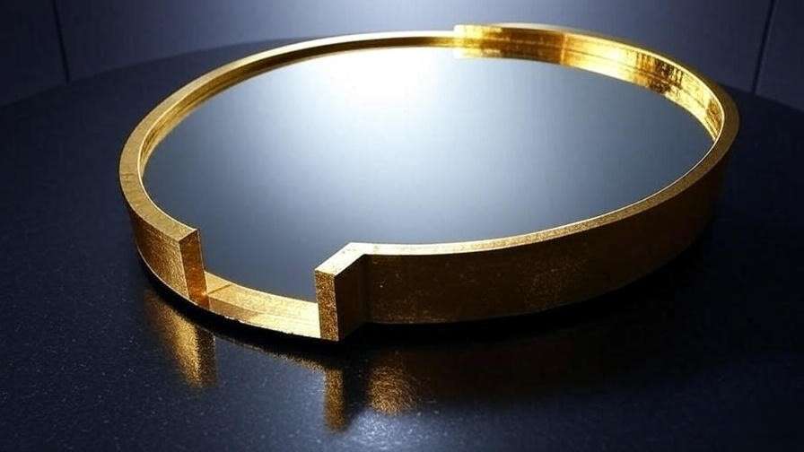 Cross-section of gold mirror composition showing thin gold layer on substrate for IR reflectivity in mechanical engineering.