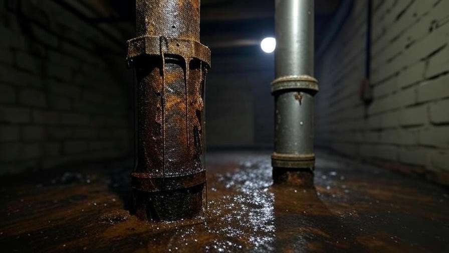 Example of failed oil burner pipe due to corrosion in heating system maintenance