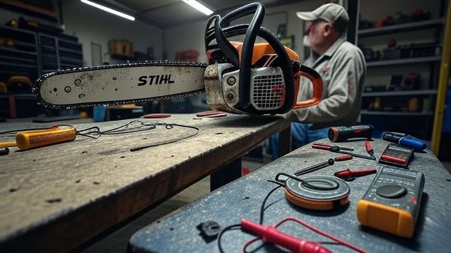 STIHL chainsaw ignition coil testing with multimeter for engine diagnosis