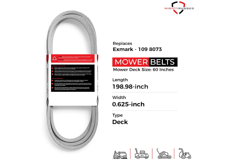  MightyRugged Exmark 109-8073 Replacement Deck Belt - Belt Length 198.98" - Premium, Heavy-Duty Aramid Cord - Exmark Lazer Z Series 60 Inch Deck Belt -...