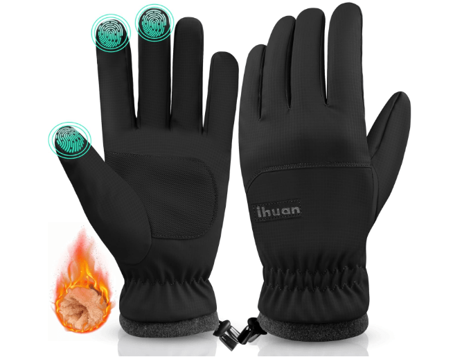  ihuan Winter Waterproof Ski Gloves Men Women, Snow Warm Cycling Cold Weather, Driving Biking Running