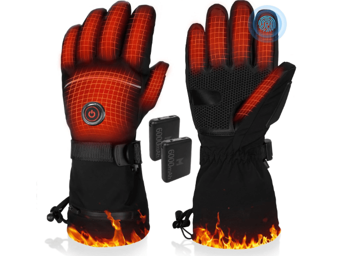  PEKWZIZ Heated Gloves, 5V 6000mAh Rechargeable Heated Gloves for Men Women, Waterproof & Upgrade Non-Slip Electric Heating Glove for Motorcycling,...